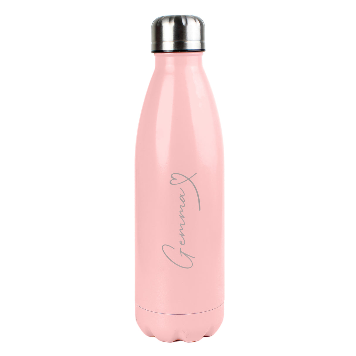 Personalised Heart Pink Metal Insulated Drinks Bottle - Water Bottles at Gift Moments