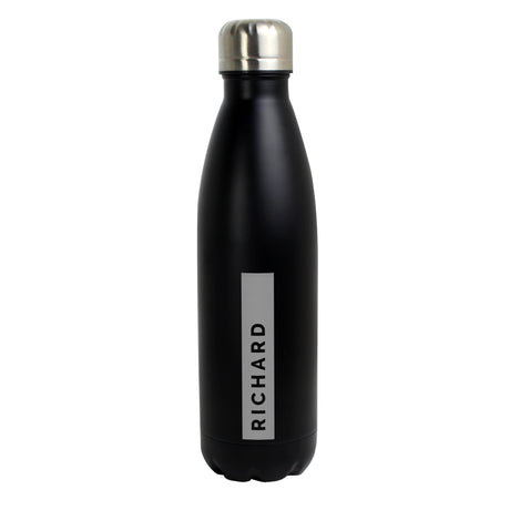 Personalised Rectangle Black Metal Insulated Drinks Bottle - Water Bottles at Gift Moments