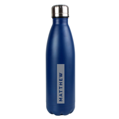 Personalised Rectangle Navy Metal Insulated Drinks Bottle - Water Bottles at Gift Moments