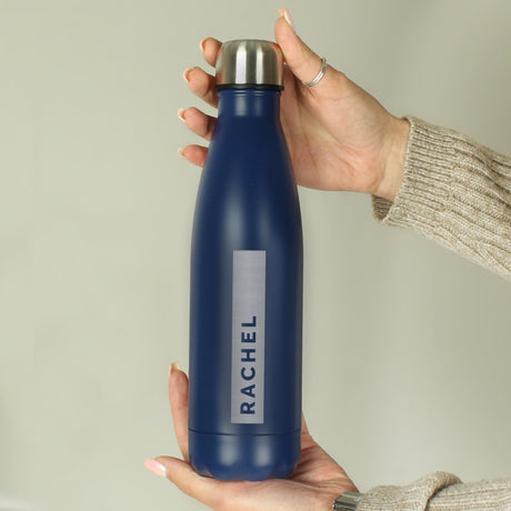 Personalised Rectangle Navy Metal Insulated Drinks Bottle - Water Bottles at Gift Moments