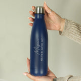 Personalised Two Lines Navy Metal Insulated Drinks Bottle - Water Bottles at Gift Moments