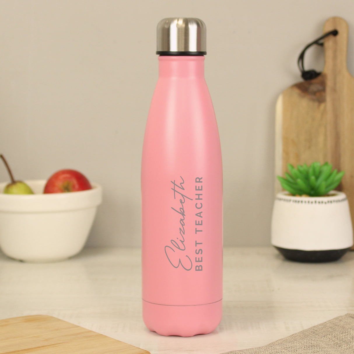 Personalised Two Lines Pink Metal Insulated Drinks Bottle Default Title - Water Bottles at Gift Moments