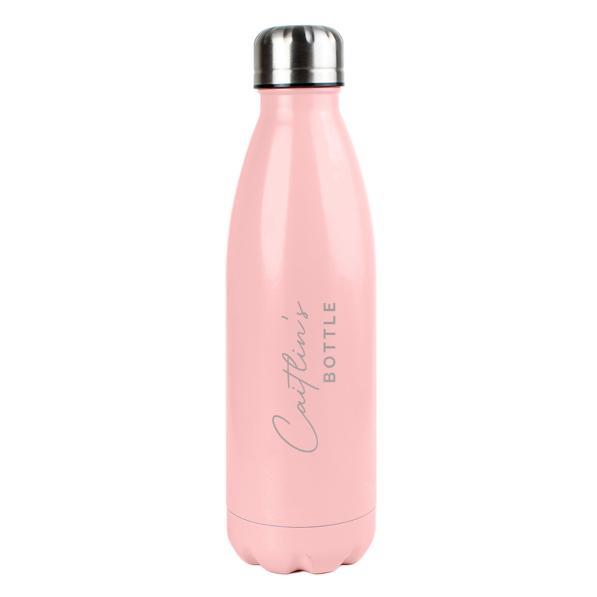 Personalised Two Lines Pink Metal Insulated Drinks Bottle - Water Bottles at Gift Moments