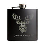 Personalised Stag Black Hip Flask - Hip Flasks at Gift Moments