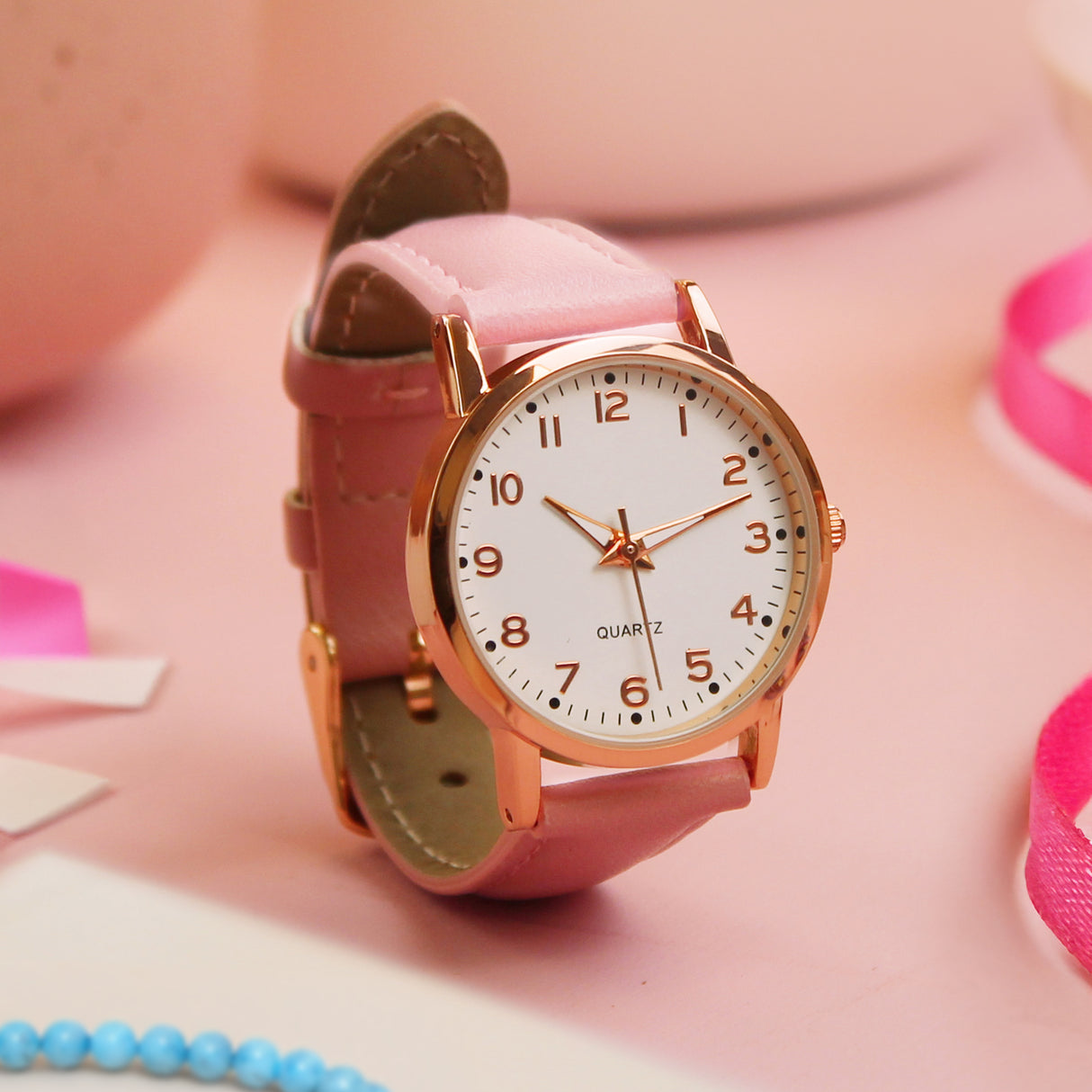 Personalised Girls Pink & Rose Gold Watch: 2 - Watches By Gift Moments