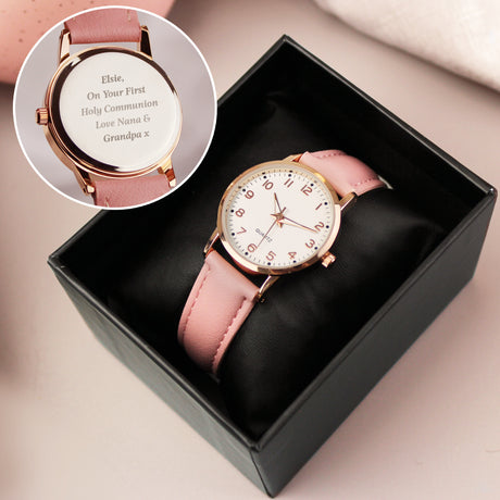 Personalised Girls Pink & Rose Gold Watch: 8 - Watches By Gift Moments