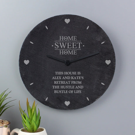 Personalised Home Sweet Home Slate Clock - Clocks at Gift Moments