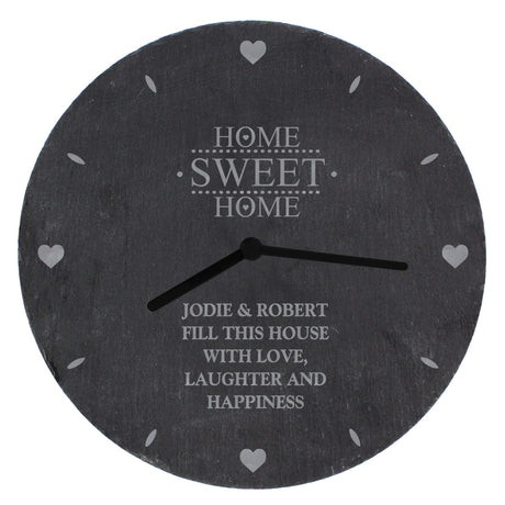 Personalised Home Sweet Home Slate Clock - Clocks at Gift Moments