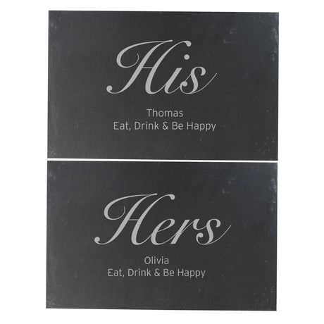 Personalised His and Hers Slate Placemat Set - Placemats at Gift Moments