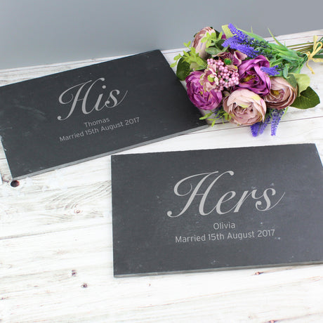 Personalised His and Hers Slate Placemat Set - Placemats at Gift Moments