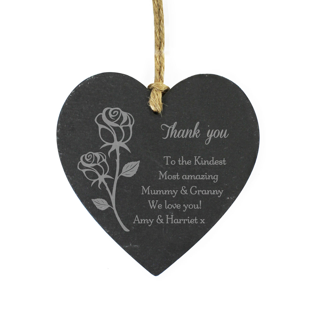 Personalised Rose Slate Heart Decoration - Decorations at Gift Moments