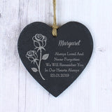 Personalised Rose Slate Heart Decoration - Decorations at Gift Moments