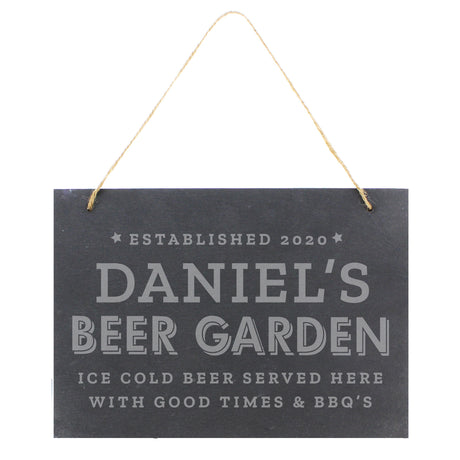 Personalised Beer Garden Hanging Large Slate Sign - Signs & Plaques at Gift Moments