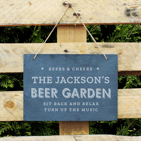 Personalised Beer Garden Hanging Large Slate Sign - Signs & Plaques at Gift Moments