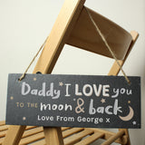 Personalised To the Moon and Back Hanging Slate Plaque Default Title - Signs & Plaques at Gift Moments