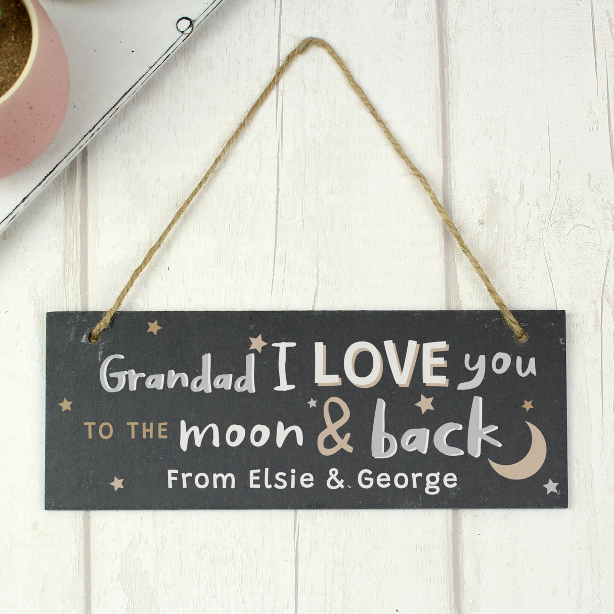 Personalised To the Moon and Back Hanging Slate Plaque - Signs & Plaques at Gift Moments