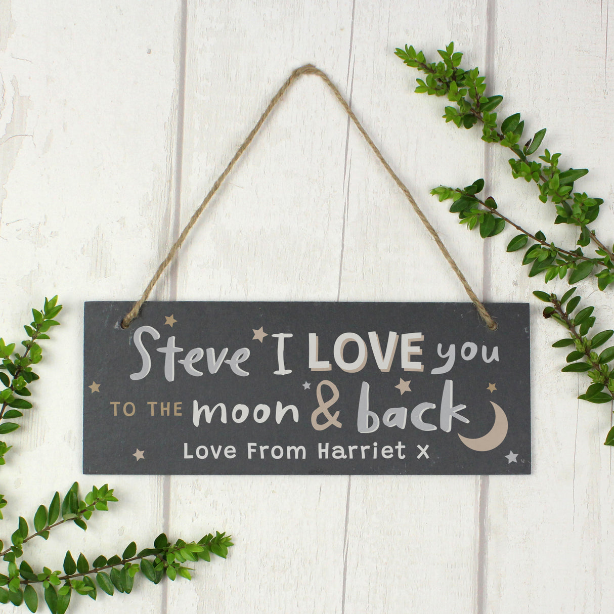 Personalised To the Moon and Back Hanging Slate Plaque - Signs & Plaques at Gift Moments