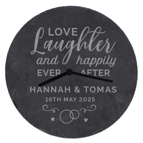 Personalised Love Laughter Slate Clock - Clocks at Gift Moments