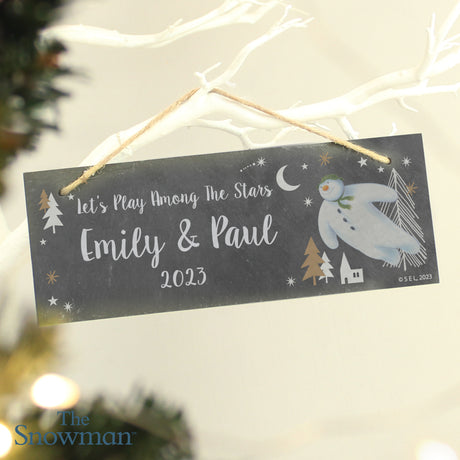 Personalised The Snowman Magical Adventure Hanging Slate Plaque - Signs & Plaques at Gift Moments