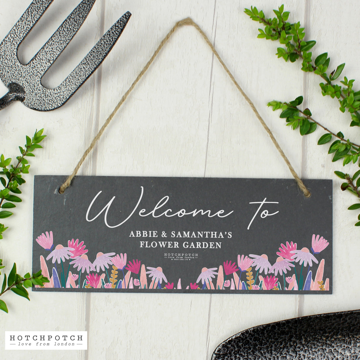 Personalised Hotchpotch Wild Flower Hanging Slate Plaque - Signs & Plaques at Gift Moments