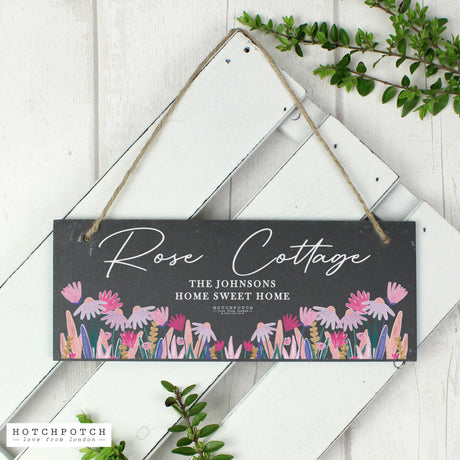 Personalised Hotchpotch Wild Flower Hanging Slate Plaque - Signs & Plaques at Gift Moments