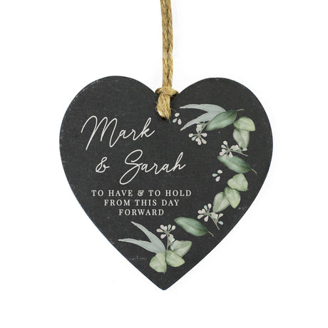 Personalised Botanical Slate Heart Decoration - Decorations at Gift Moments