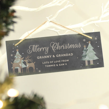 Personalised Christmas Reindeer Hanging Slate Plaque Default Title - Signs & Plaques at Gift Moments