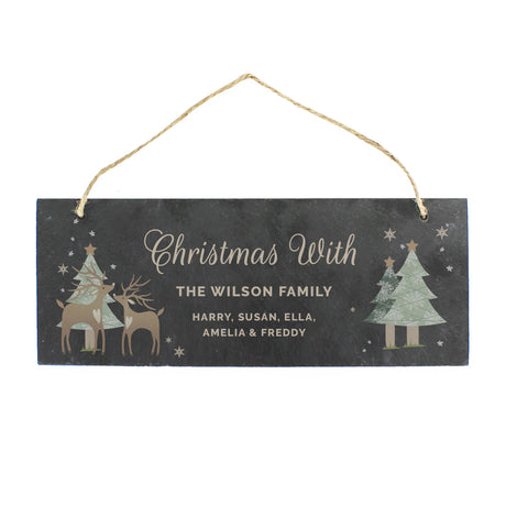 Personalised Christmas Reindeer Hanging Slate Plaque - Signs & Plaques at Gift Moments