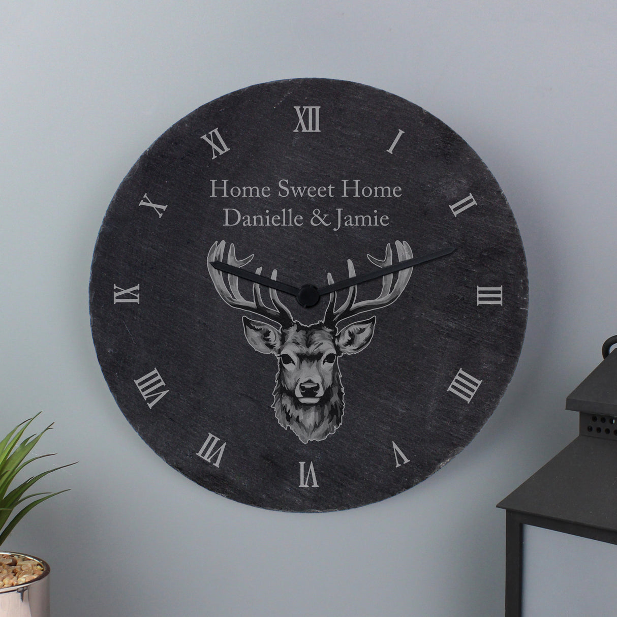 Personalised Stag Slate Clock - Clocks at Gift Moments