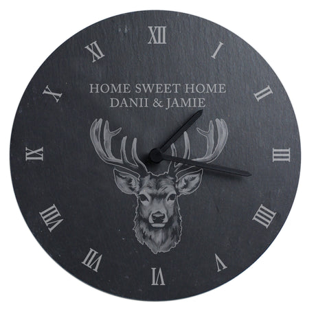 Personalised Stag Slate Clock - Clocks at Gift Moments