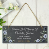 Personalised Memorial Floral Slate Hanging Ornament - Signs & Plaques at Gift Moments