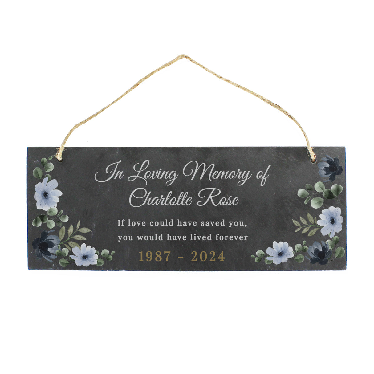 Personalised Memorial Floral Slate Hanging Ornament - Signs & Plaques at Gift Moments