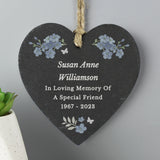 Personalised Memorial Forget Me Not Slate Heart - Decorations at Gift Moments