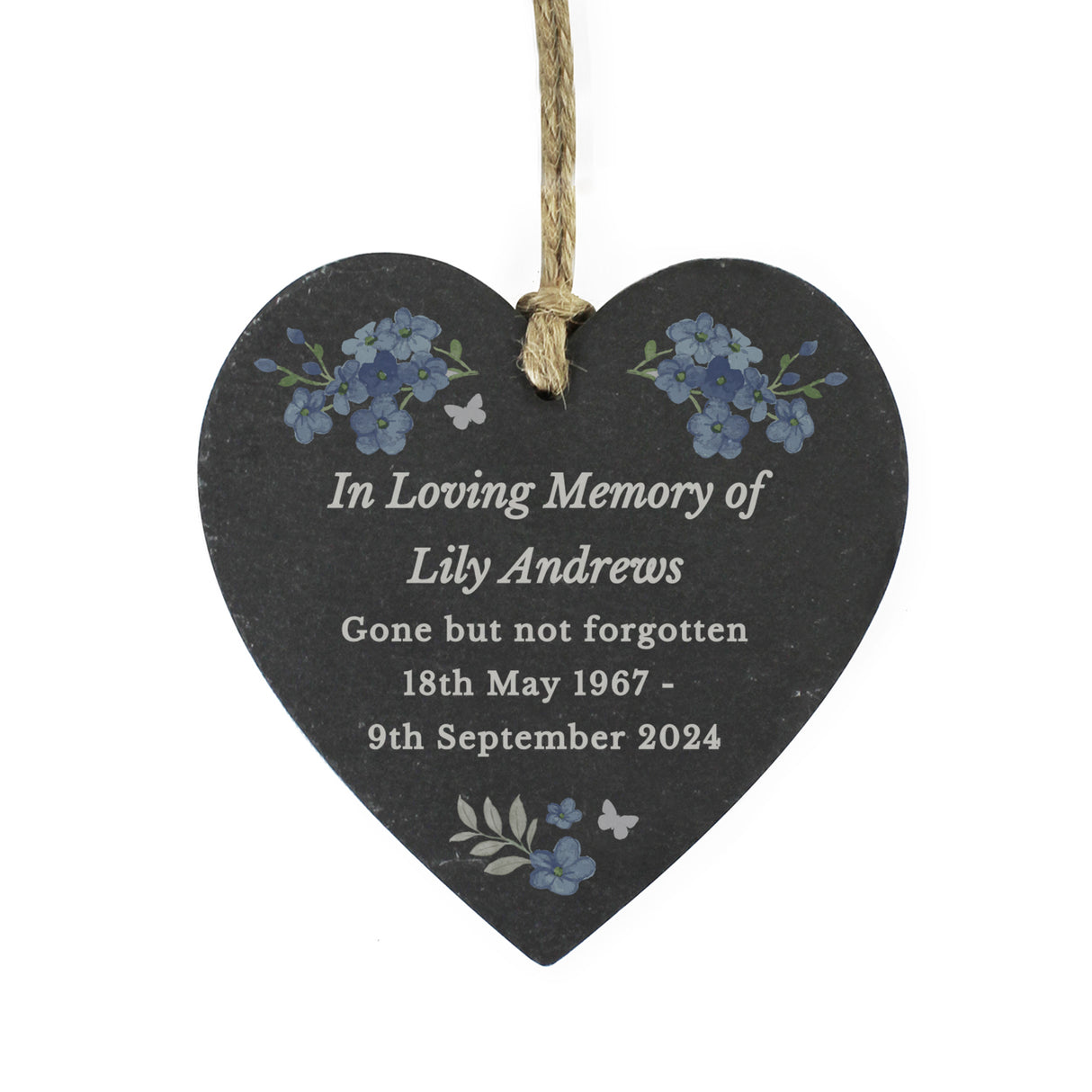 Personalised Memorial Forget Me Not Slate Heart - Decorations at Gift Moments