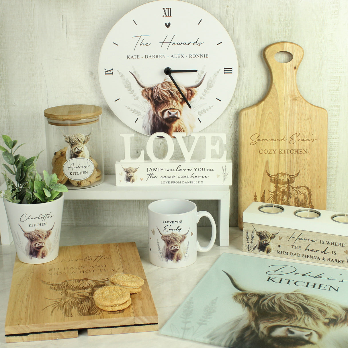 Personalised Highland Cow Slate Clock - Clocks at Gift Moments