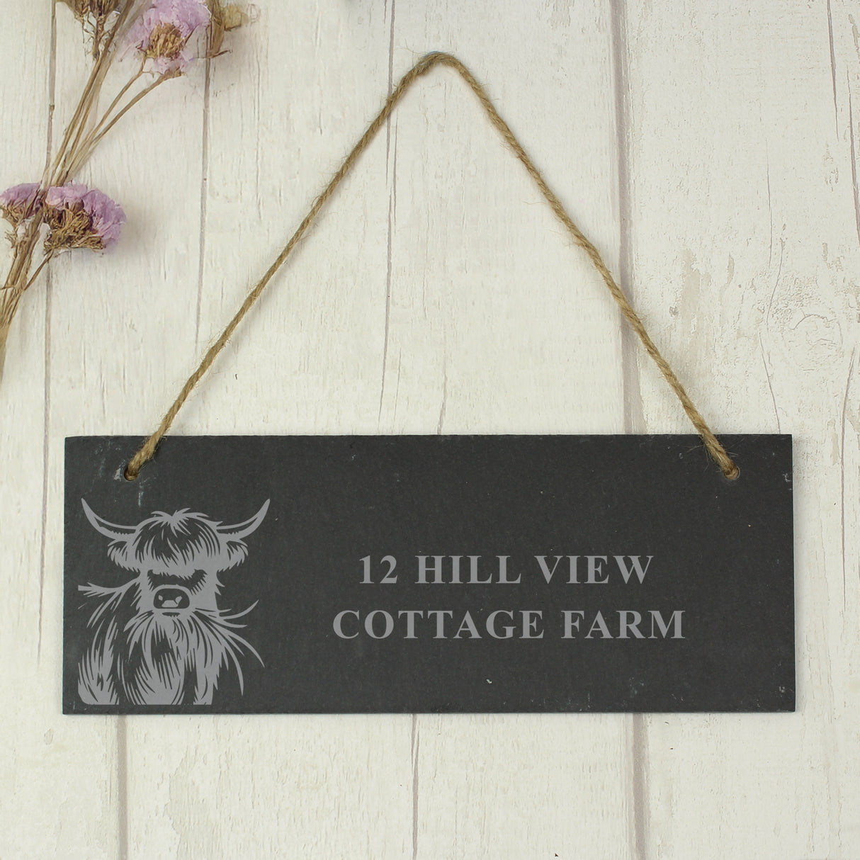 Personalised Highland Cow Slate Sign - Signs & Plaques at Gift Moments