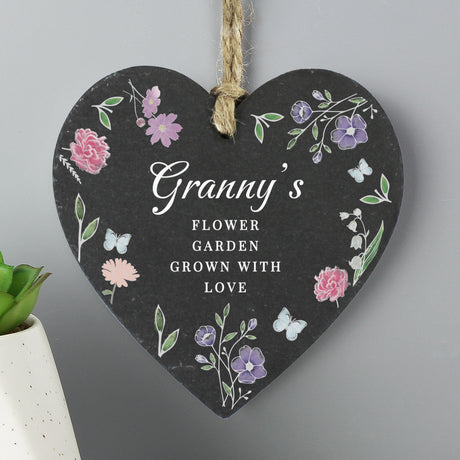 Personalised Wild Flowers Slate Heart Default Title - Decorations at Gift Moments