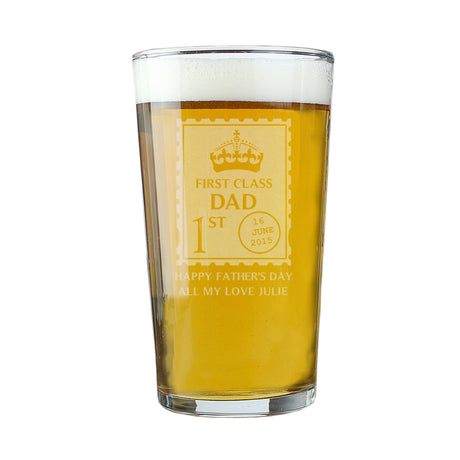 Personalised 1st Class Pint Glass - Beer Glasses at Gift Moments