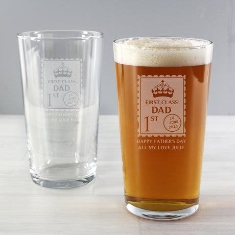 Personalised 1st Class Pint Glass - Beer Glasses at Gift Moments