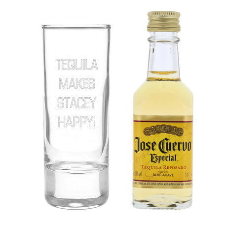 Personalised Shot Glass with Miniature Tequila - Alcohol Sets at Gift Moments