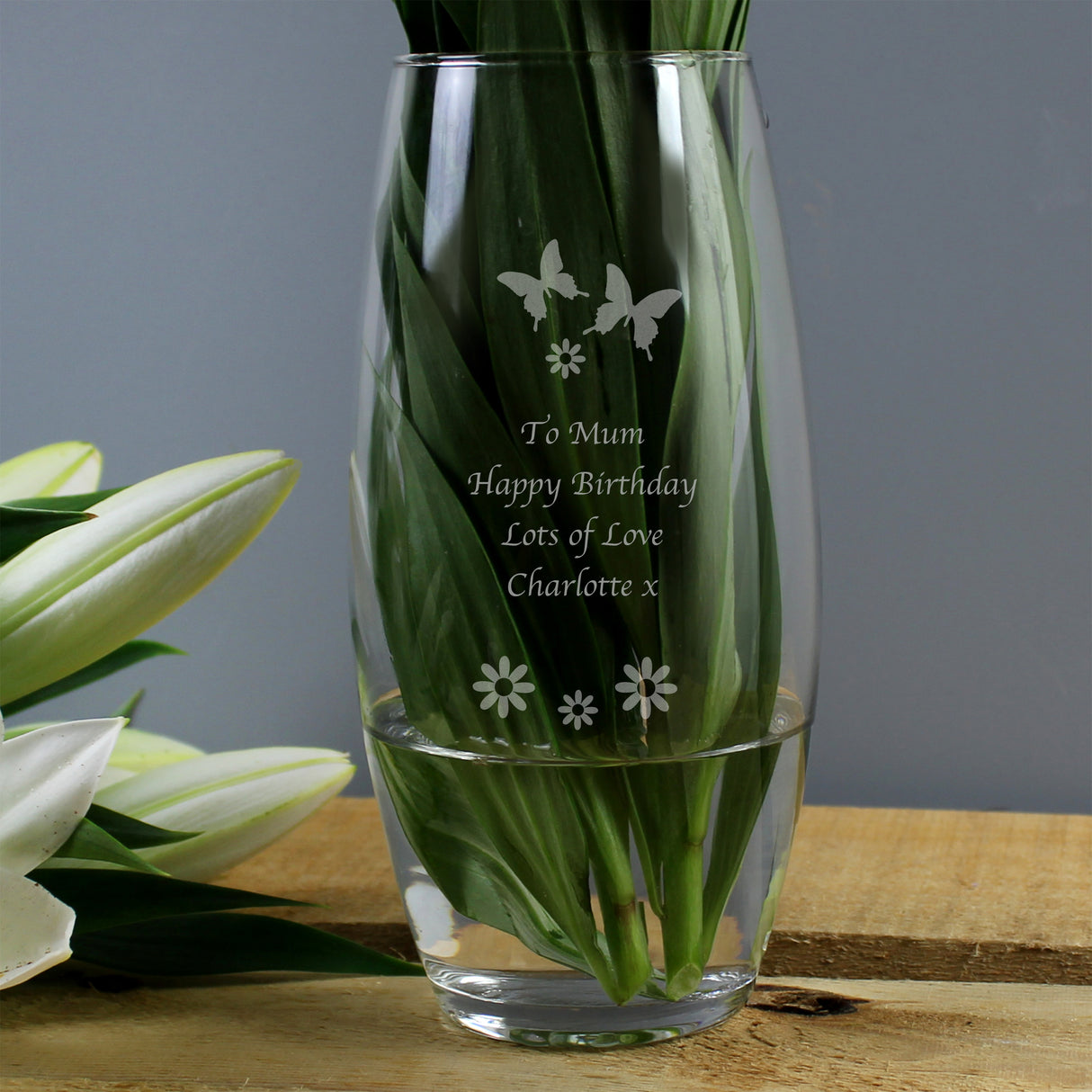 Personalised Butterflies and Flowers Bullet Vase - Vases at Gift Moments