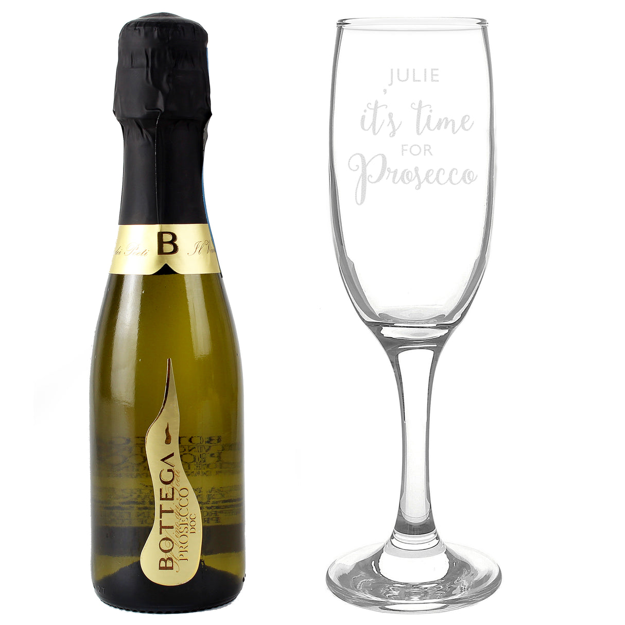 Personalised Prosecco Flute & Mini Bottle Set: 2 - Alcohol Sets By Gift Moments