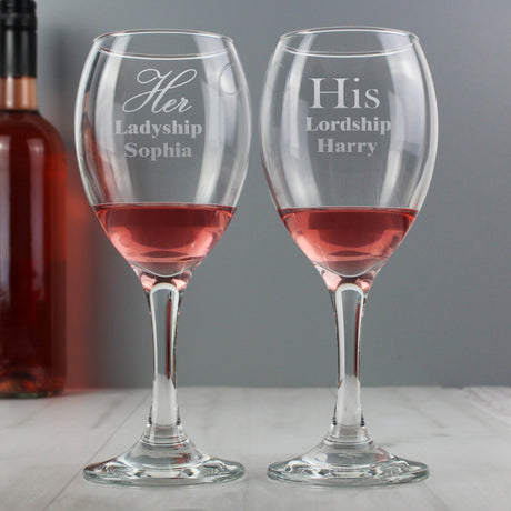 Personalised His & Her Wine Glass Set - Wine Glasses at Gift Moments