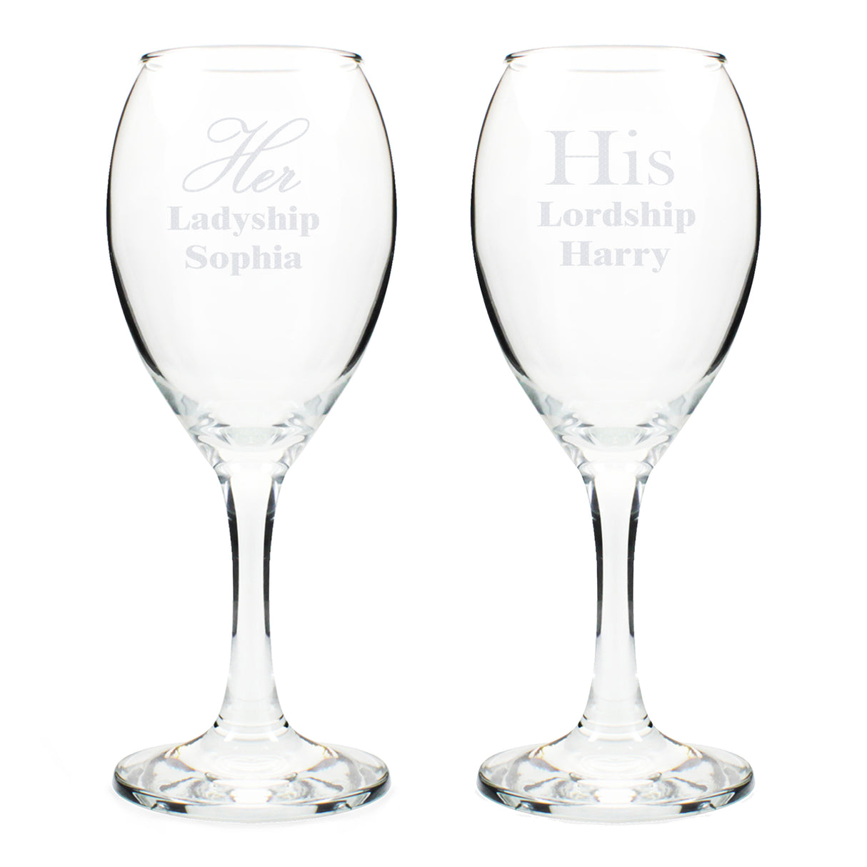 Personalised His & Her Wine Glass Set - Wine Glasses at Gift Moments