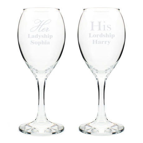 Personalised His & Her Wine Glass Set - Wine Glasses at Gift Moments