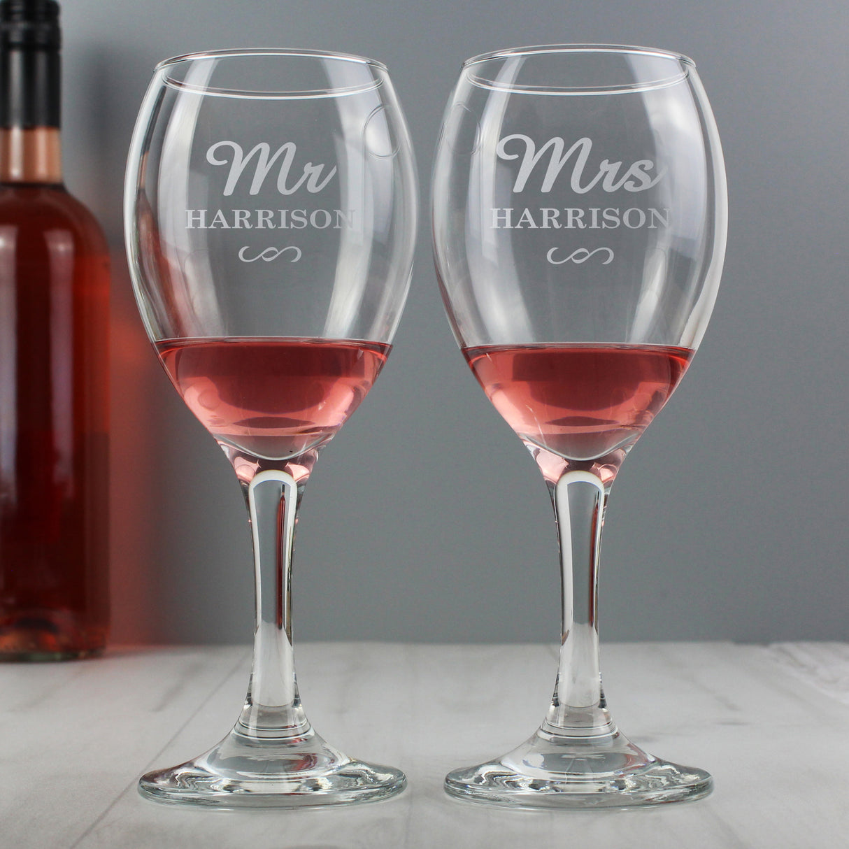 Personalised Mr & Mrs Wine Glass Set - Wine Glasses at Gift Moments