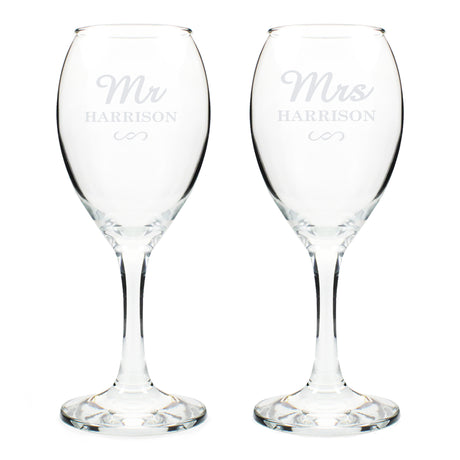 Personalised Mr & Mrs Wine Glass Set - Wine Glasses at Gift Moments