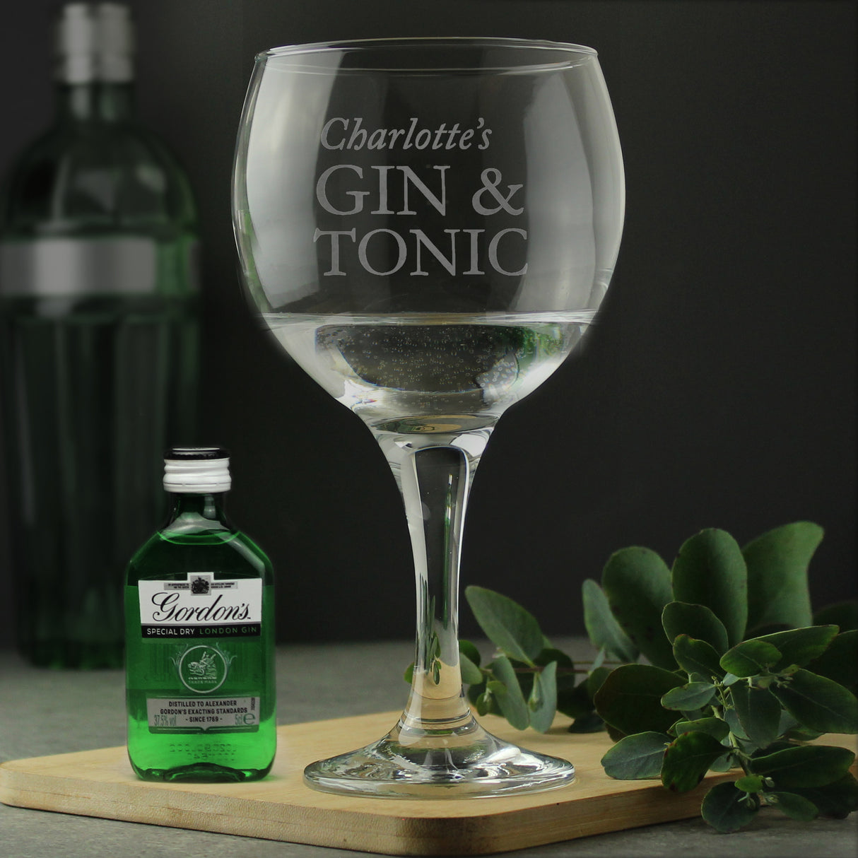 Personalised Gin & Tonic Balloon Glass with Gin Miniature Set Default Title - Alcohol Sets at Gift Moments