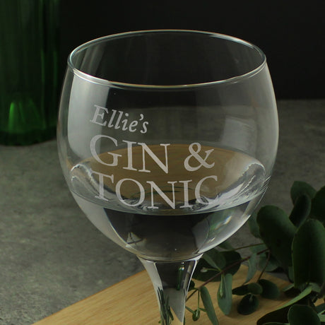 Personalised Gin & Tonic Balloon Glass with Gin Miniature Set - Alcohol Sets at Gift Moments