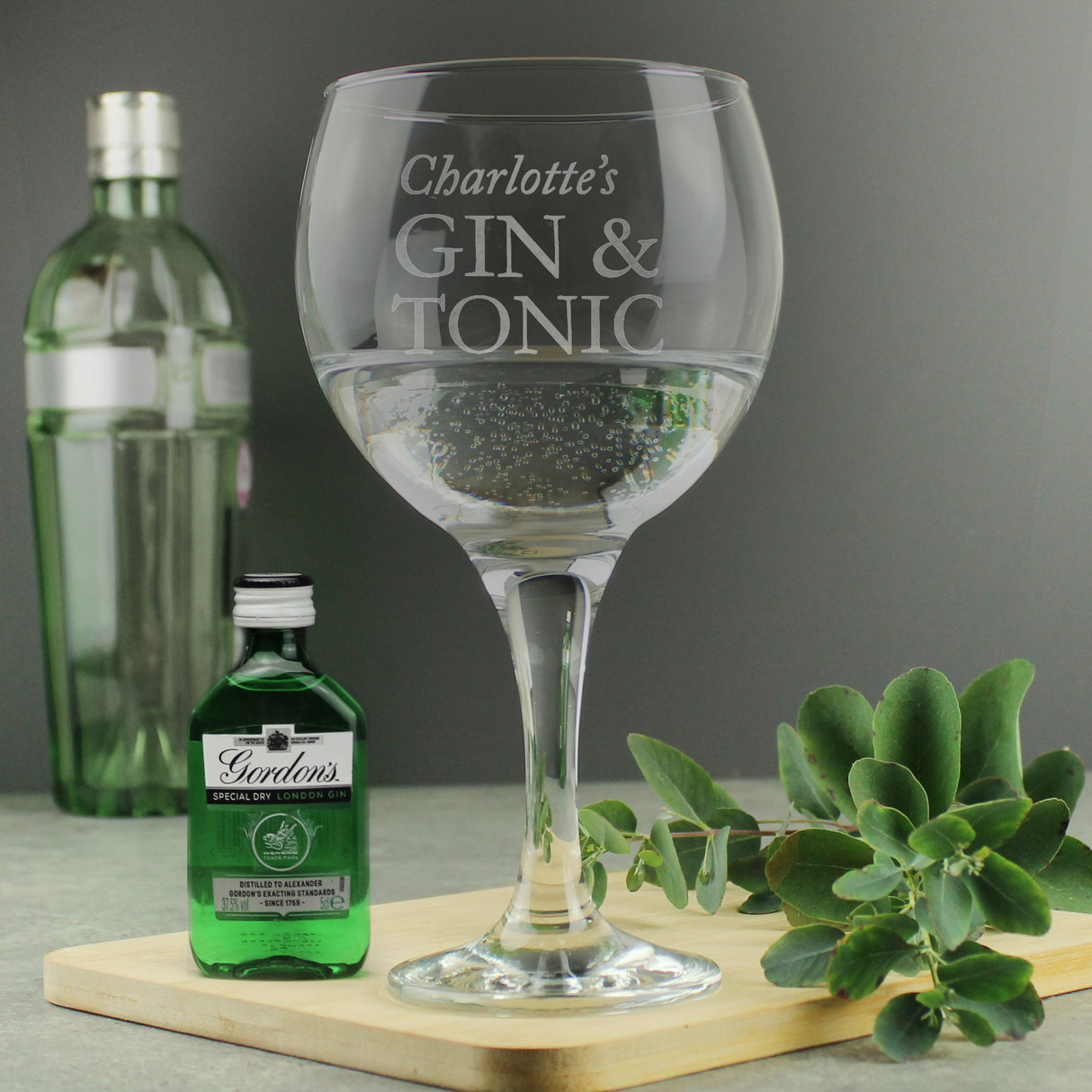 Personalised Gin & Tonic Balloon Glass with Gin Miniature Set - Alcohol Sets at Gift Moments